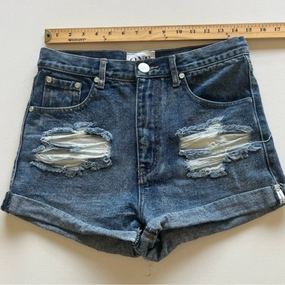 One Teaspoon x Free People Women's 26 Jean Shorts Outlaws Distressed High Rise